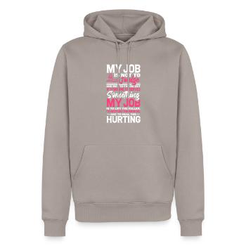 Physiotherapist - Men’s Premium Organic Hoodie - taupe - Front - Nico (187cm)
