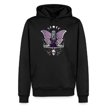 Squelette goth avec des ailes de papillon - Sweat à capuche Premium bio Homme - noir - Devant - Nico (187cm)