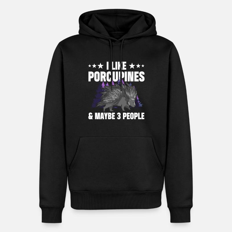 J’aime les porcs-épics - Sweat à capuche Premium bio Homme - noir