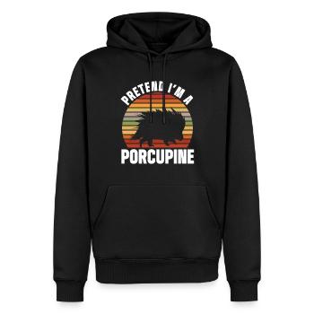 Pretend I'm A Porcupine - Men’s Premium Organic Hoodie - black - Front - Nico (187cm)