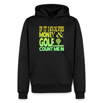 Geld und Golf - Männer Premium Bio Hoodie - Schwarz - Vorne - Nico (187cm)