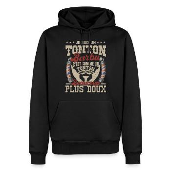 Je suis un tonton barbu normal fans barbe - Sweat à capuche Premium bio Homme - noir - Devant - Nico (187cm)