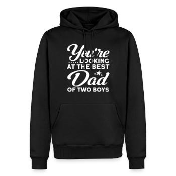 Meilleur père Père Papa Deux garçons - Sweat à capuche Premium bio Homme - noir - Devant - Nico (187cm)