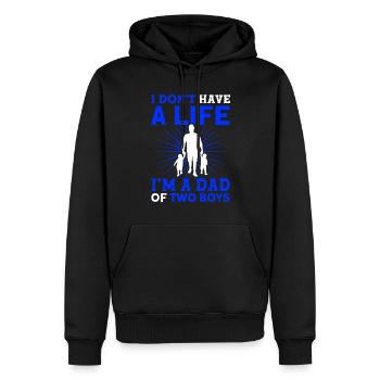 Vintage Vater Papa Zwei Jungen - Männer Premium Bio Hoodie - Schwarz - Vorne - Nico (187cm)