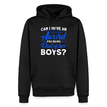Prix Père Papa Deux Garçons - Sweat à capuche Premium bio Homme - noir - Devant - Nico (187cm)