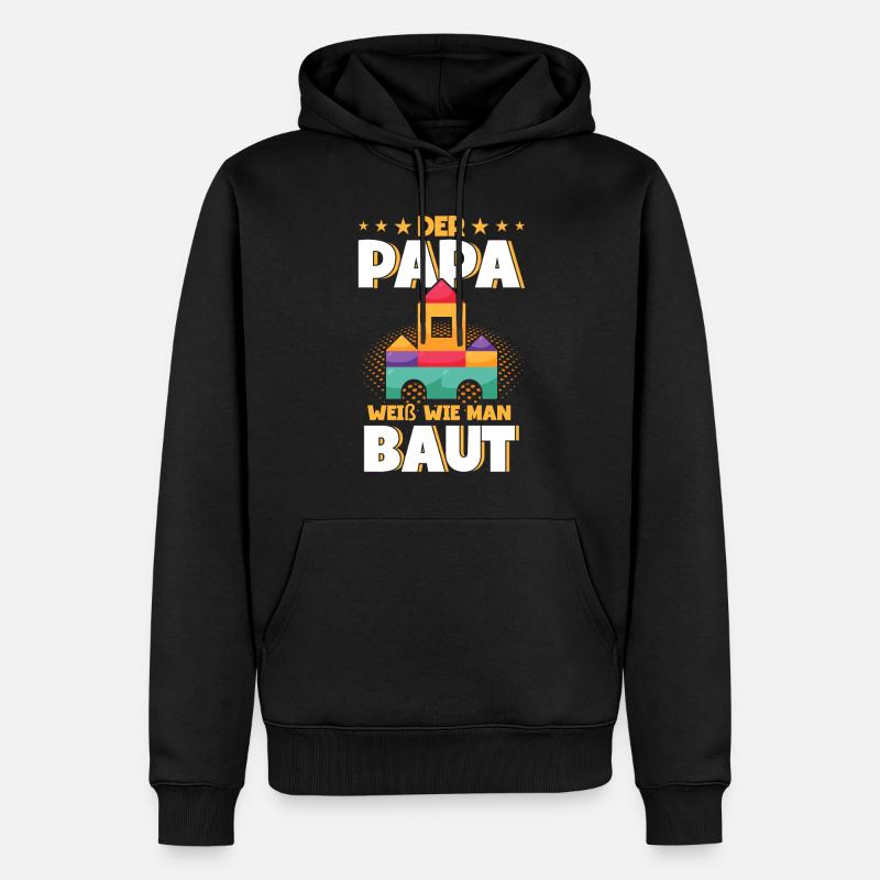 Papa Klemmbaustein Klemmbausteine - Männer Premium Bio Hoodie - Schwarz