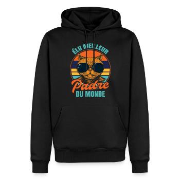 Élu meilleur padre propriétaire chats - Sweat à capuche Premium bio Homme - noir - Devant - Nico (187cm)
