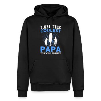 Le plus cool Père Papa Papa - Sweat à capuche Premium bio Homme - noir - Devant - Nico (187cm)