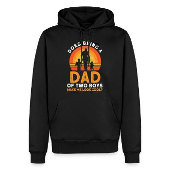 Cool Père Papa Deux Garçons - Sweat à capuche Premium bio Homme - noir - Devant - Nico (187cm)