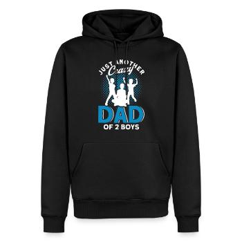 Père fou Papa Deux Garçons - Sweat à capuche Premium bio Homme - noir - Devant - Nico (187cm)