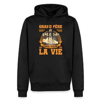 Cadeau grand père et petit fils unis pour la vie - Sweat à capuche Premium bio Homme - noir - Devant - Nico (187cm)