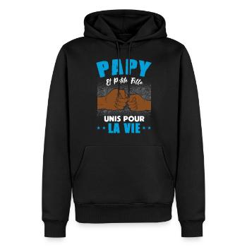 papy petite fille unis pour la vie check humour - Sweat à capuche Premium bio Homme - noir - Devant - Nico (187cm)