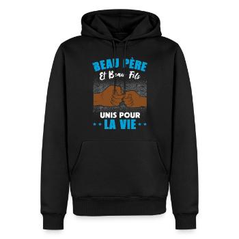 Cadeau beau père beau fils unis pour la vie check - Sweat à capuche Premium bio Homme - noir - Devant - Nico (187cm)