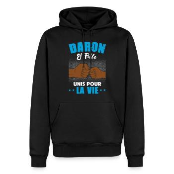 Daron fille unis pour la vie fête des pères check - Sweat à capuche Premium bio Homme - noir - Devant - Nico (187cm)