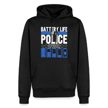 Policier - Sweat à capuche Premium bio Homme - noir - Devant - Nico (187cm)