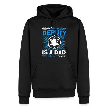 Papa Shérif adjoint Papa Père - Sweat à capuche Premium bio Homme - noir - Devant - Nico (187cm)