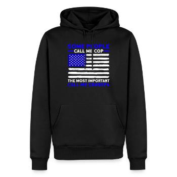 Policier américain Police Police Grand-père - Sweat à capuche Premium bio Homme - noir - Devant - Nico (187cm)