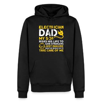 Sohn Vater Elektriker Vater Familie - Männer Premium Bio Hoodie - Schwarz - Vorne - Nico (187cm)
