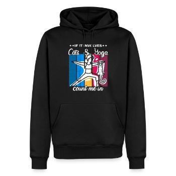If It Involves Cats & Yoga count me in - Men’s Premium Organic Hoodie - black - Front - Nico (187cm)