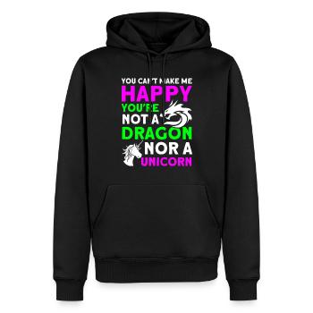 Happy Dragon Unicorn Unicorn Amoureux - Sweat à capuche Premium bio Homme - noir - Devant - Nico (187cm)