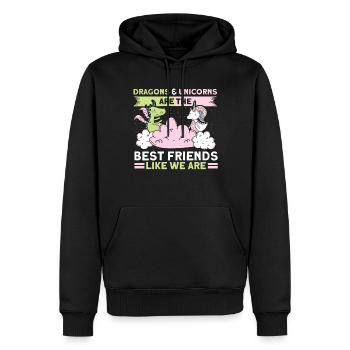 Amis Dragon Licorne Licorne Amoureux - Sweat à capuche Premium bio Homme - noir - Devant - Nico (187cm)