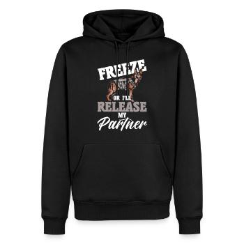 Deutscher Schäferhund Polizeihund Polizei Hund - Männer Premium Bio Hoodie - Schwarz - Vorne - Nico (187cm)