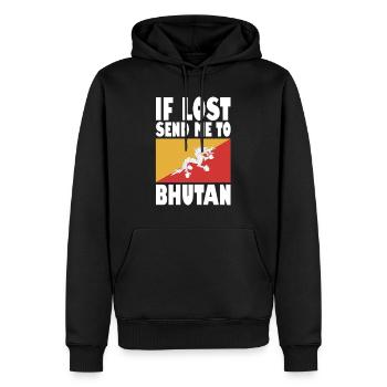 Drapeau du Bhoutan Disant - Sweat à capuche Premium bio Homme - noir - Devant - Nico (187cm)