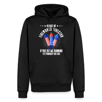 Drôle de feu d’artifice pyrotechnicien disant - Sweat à capuche Premium bio Homme - noir - Devant - Nico (187cm)