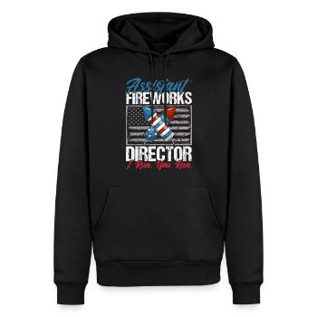 Drôle de feu d’artifice pyrotechnicien disant - Sweat à capuche Premium bio Homme - noir - Devant - Nico (187cm)
