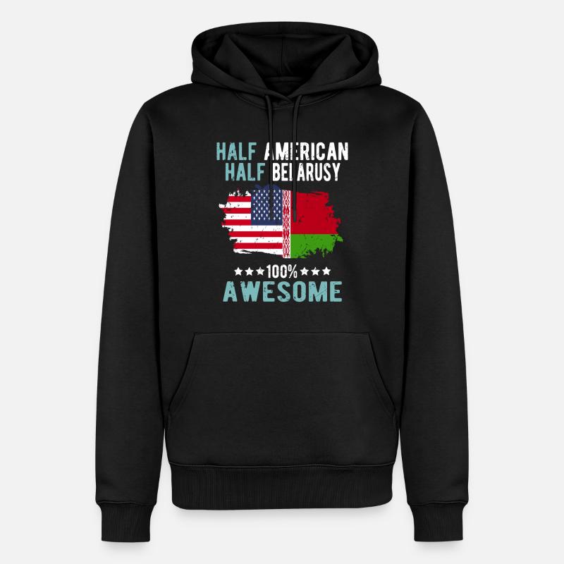 Halb Amerikaner Halb Belarusse - Männer Premium Bio Hoodie - Schwarz