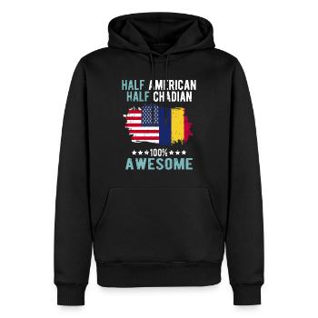 Halb Amerikaner Halb Tschader - Männer Premium Bio Hoodie - Schwarz - Vorne - Nico (187cm)