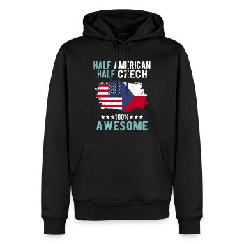 Halb Amerikaner Halb Tscheche - Männer Premium Bio Hoodie - Schwarz - Vorne - Nico (187cm)