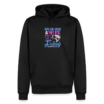 Mariage de pêcheur - Sweat à capuche Premium bio Homme - noir - Devant - Nico (187cm)