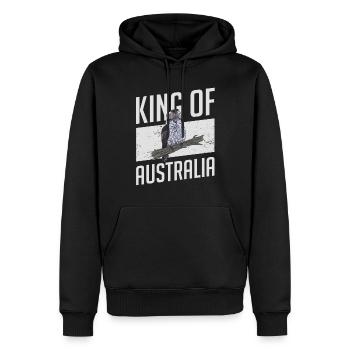 Roi d’Australie - Kookaburra - Sweat à capuche Premium bio Homme - noir - Devant - Nico (187cm)