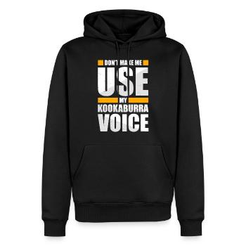Ne me faites pas utiliser ma voix Kookaburra - Sweat à capuche Premium bio Homme - noir - Devant - Nico (187cm)