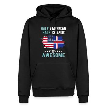 Moitié Américain Moitié Islandais - Sweat à capuche Premium bio Homme - noir - Devant - Nico (187cm)