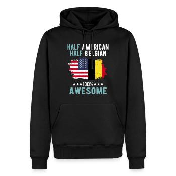 Halb Amerikaner Halb Belgier - Männer Premium Bio Hoodie - Schwarz - Vorne - Nico (187cm)