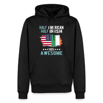 Moitié américain moitié irlandais - Sweat à capuche Premium bio Homme - noir - Devant - Nico (187cm)