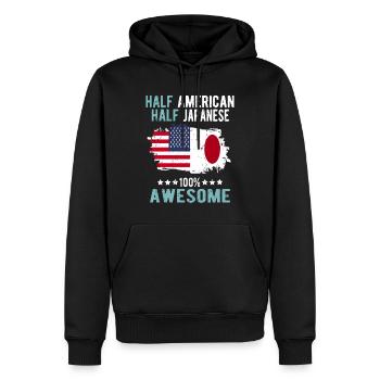 Moitié américain moitié japonais - Sweat à capuche Premium bio Homme - noir - Devant - Nico (187cm)