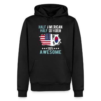 Moitié américain moitié sud-coréen - Sweat à capuche Premium bio Homme - noir - Devant - Nico (187cm)