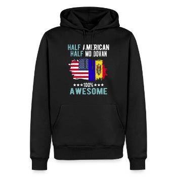 Moitié américain moitié moldave - Sweat à capuche Premium bio Homme - noir - Devant - Nico (187cm)