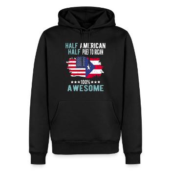Moitié américain moitié portoricain - Sweat à capuche Premium bio Homme - noir - Devant - Nico (187cm)