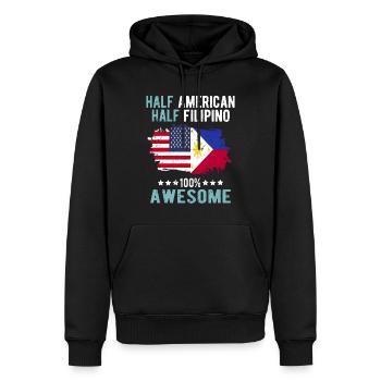 Moitié américain moitié philippin - Sweat à capuche Premium bio Homme - noir - Devant - Nico (187cm)