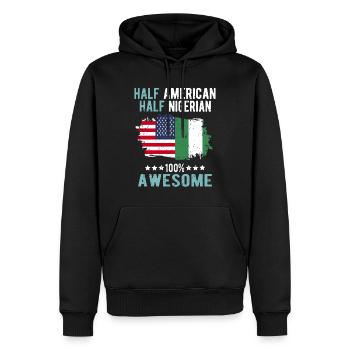 Halb Amerikaner Halb Nigerianer - Männer Premium Bio Hoodie - Schwarz - Vorne - Nico (187cm)