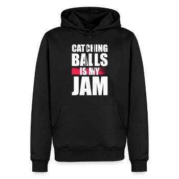 Attraper des balles est ma confiture - Dodgeball - Sweat à capuche Premium bio Homme - noir - Devant - Nico (187cm)