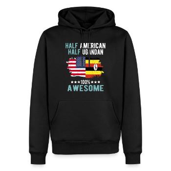 Half American Half Ugandan - Men’s Premium Organic Hoodie - black - Front - Nico (187cm)
