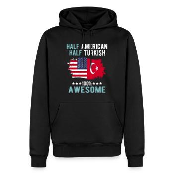 Halb Amerikaner Halb Türke - Männer Premium Bio Hoodie - Schwarz - Vorne - Nico (187cm)
