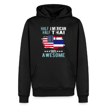 Mi-Américain Mi-Thaïlandais - Sweat à capuche Premium bio Homme - noir - Devant - Nico (187cm)