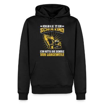 Einschulung Schulkind Jungen Bagger Geschenk - Männer Premium Bio Hoodie - Schwarz - Vorne - Nico (187cm)