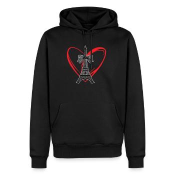 Eiffelturm Herz Franzosen Paris Frankreich - Männer Premium Bio Hoodie - Schwarz - Vorne - Nico (187cm)